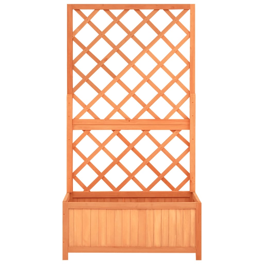 Jardinieră cu spalier, maro, 70x30x135 cm, lemn masiv brad