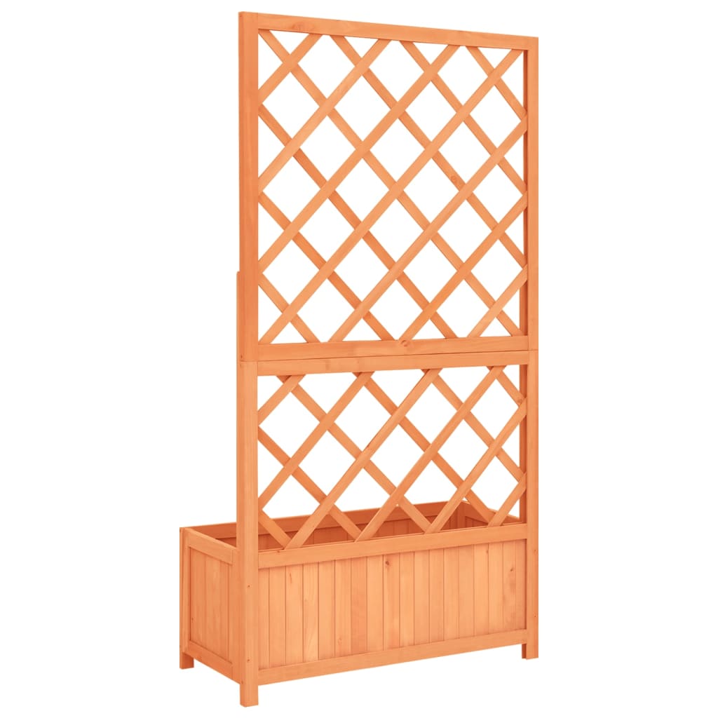 Jardinieră cu spalier, maro, 70x30x135 cm, lemn masiv brad