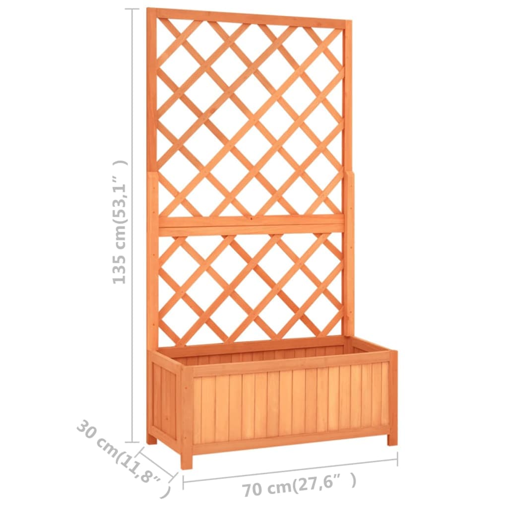 Jardinieră cu spalier, maro, 70x30x135 cm, lemn masiv brad