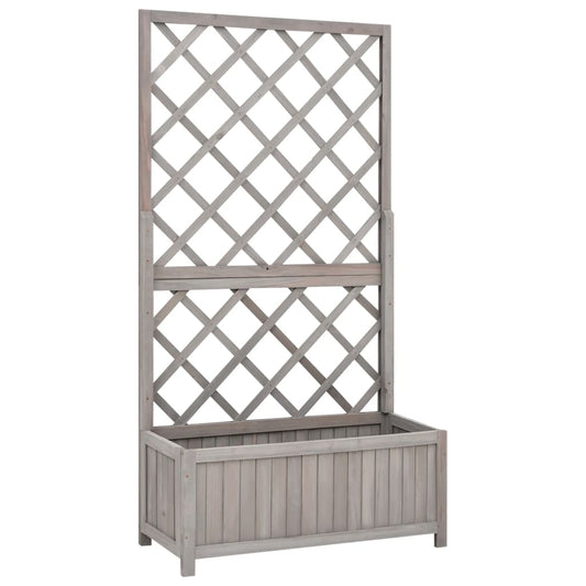 Jardinieră colț cu spalier, gri, 70x30x135 cm, lemn masiv brad