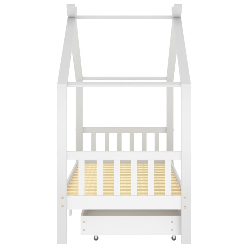 Children's bed frame, with drawers, white, 90x200 cm, solid pine wood