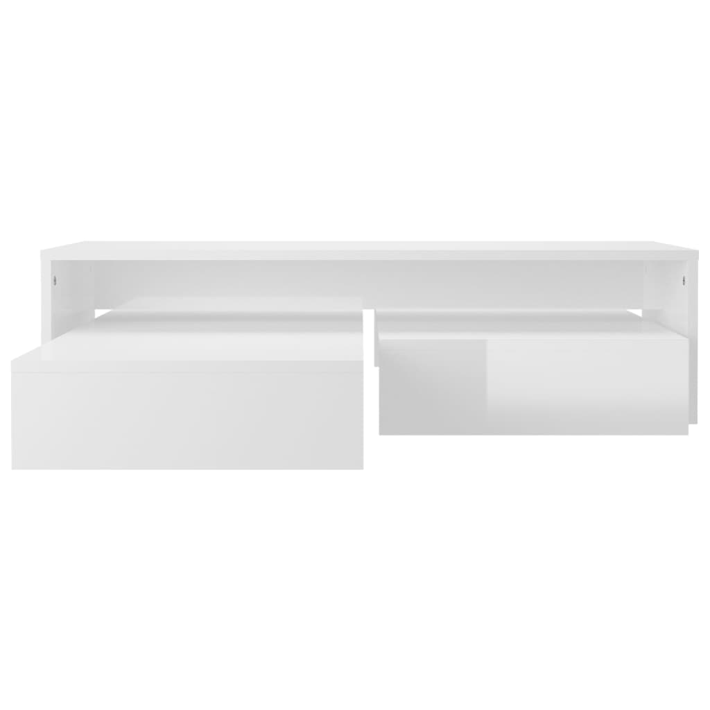 Set măsuțe de cafea suprapuse, alb extralucios, 100x100x26,5 cm