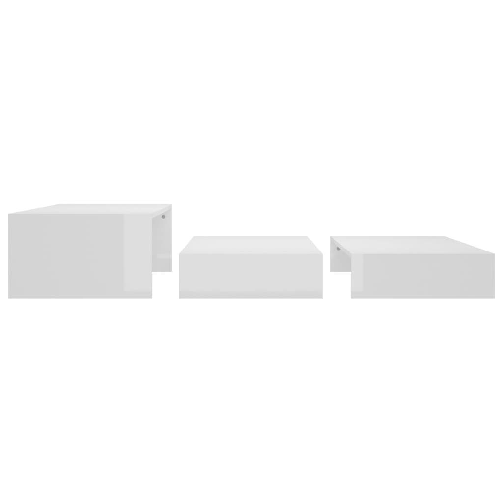 Set măsuțe de cafea suprapuse, alb extralucios, 100x100x26,5 cm