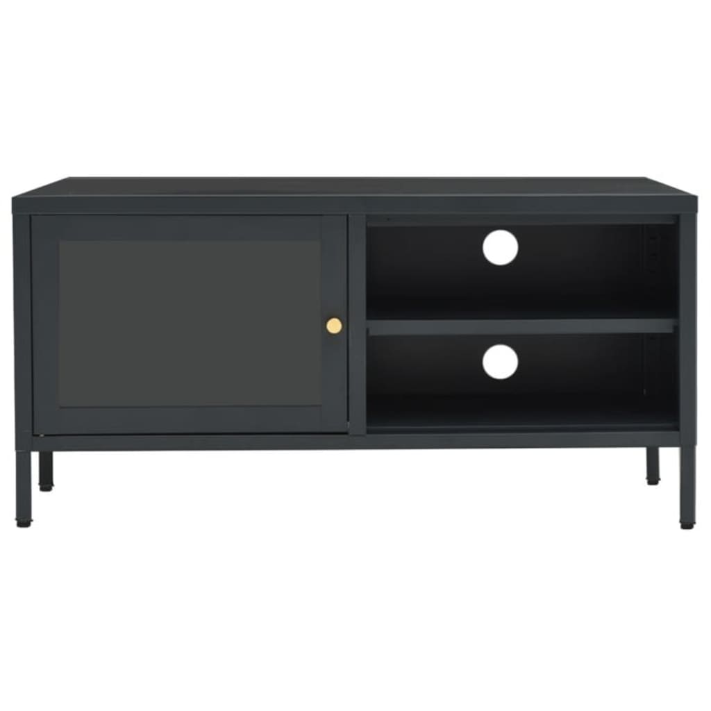 Dulap TV, antracit, 90x30x44 cm, oțel și sticlă