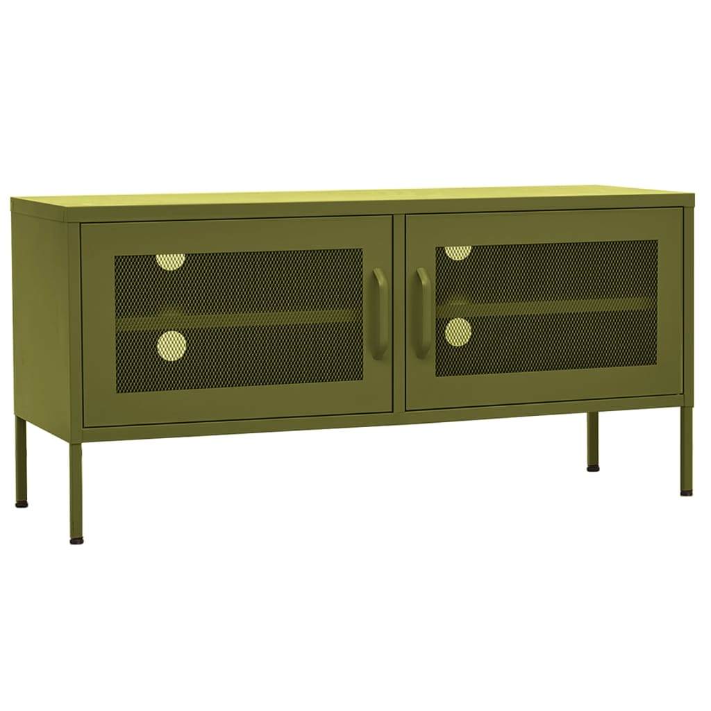 Comodă TV, verde măsliniu, 105x35x50 cm, oțel