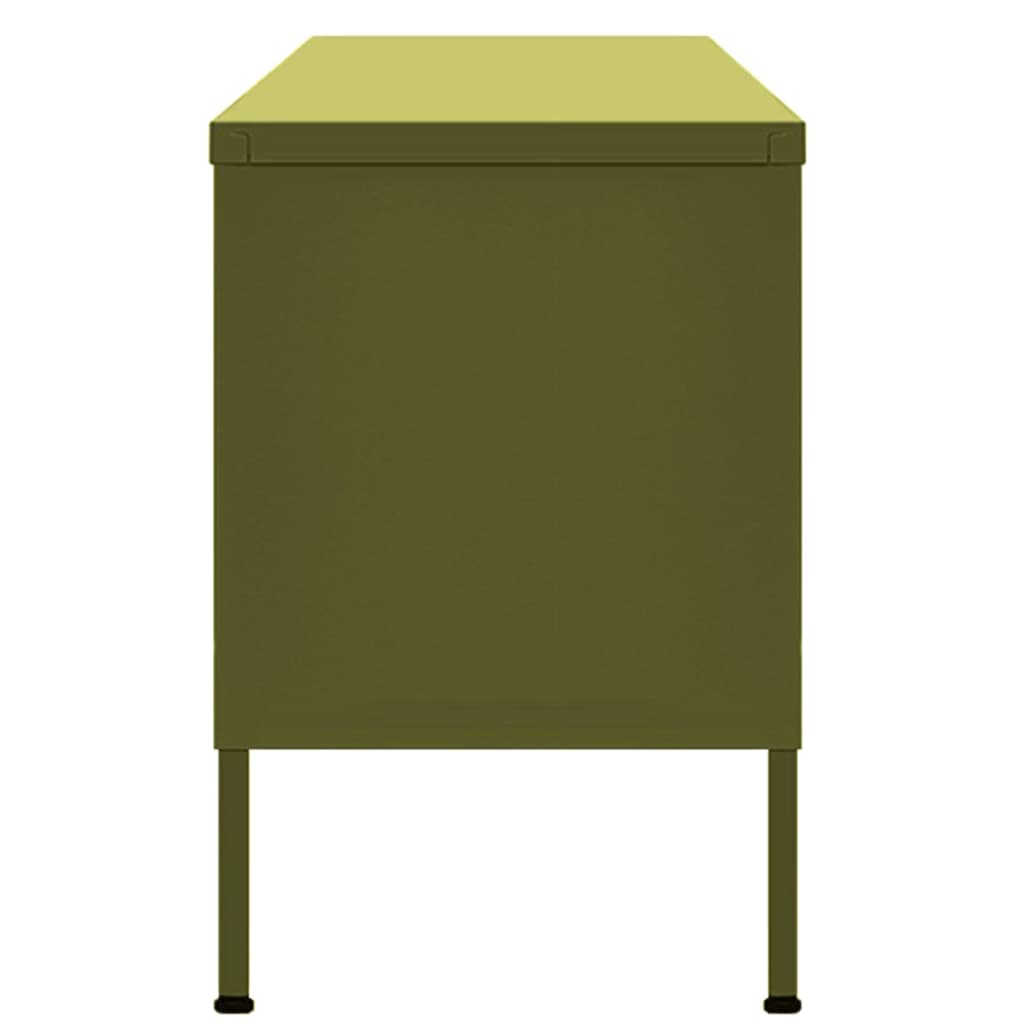 Comodă TV, verde măsliniu, 105x35x50 cm, oțel
