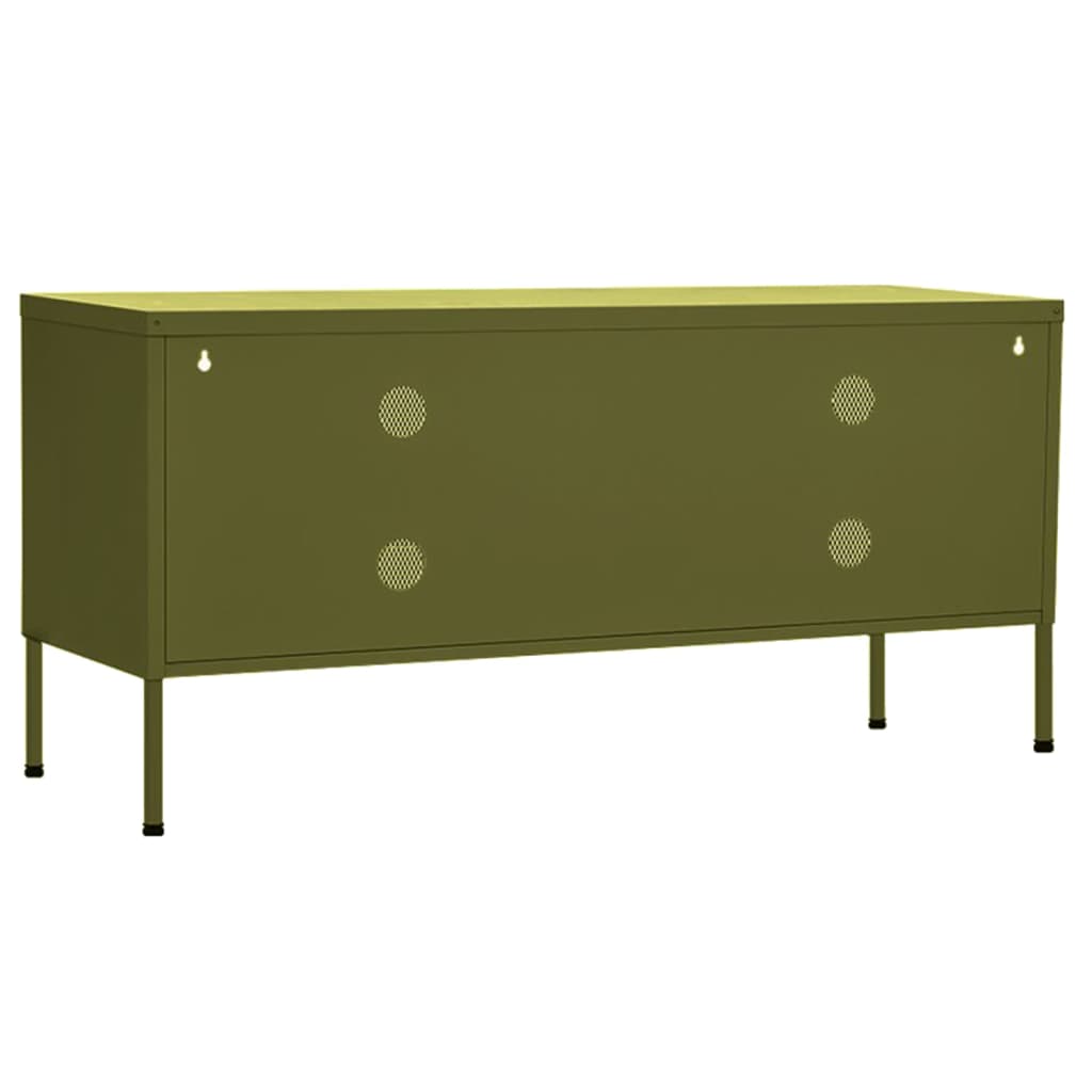 Comodă TV, verde măsliniu, 105x35x50 cm, oțel