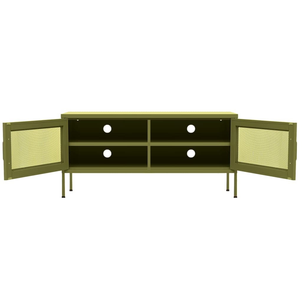 Comodă TV, verde măsliniu, 105x35x50 cm, oțel
