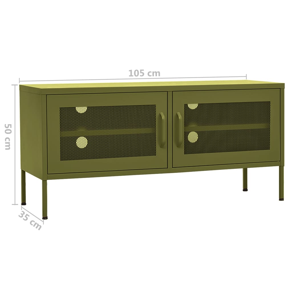 Comodă TV, verde măsliniu, 105x35x50 cm, oțel