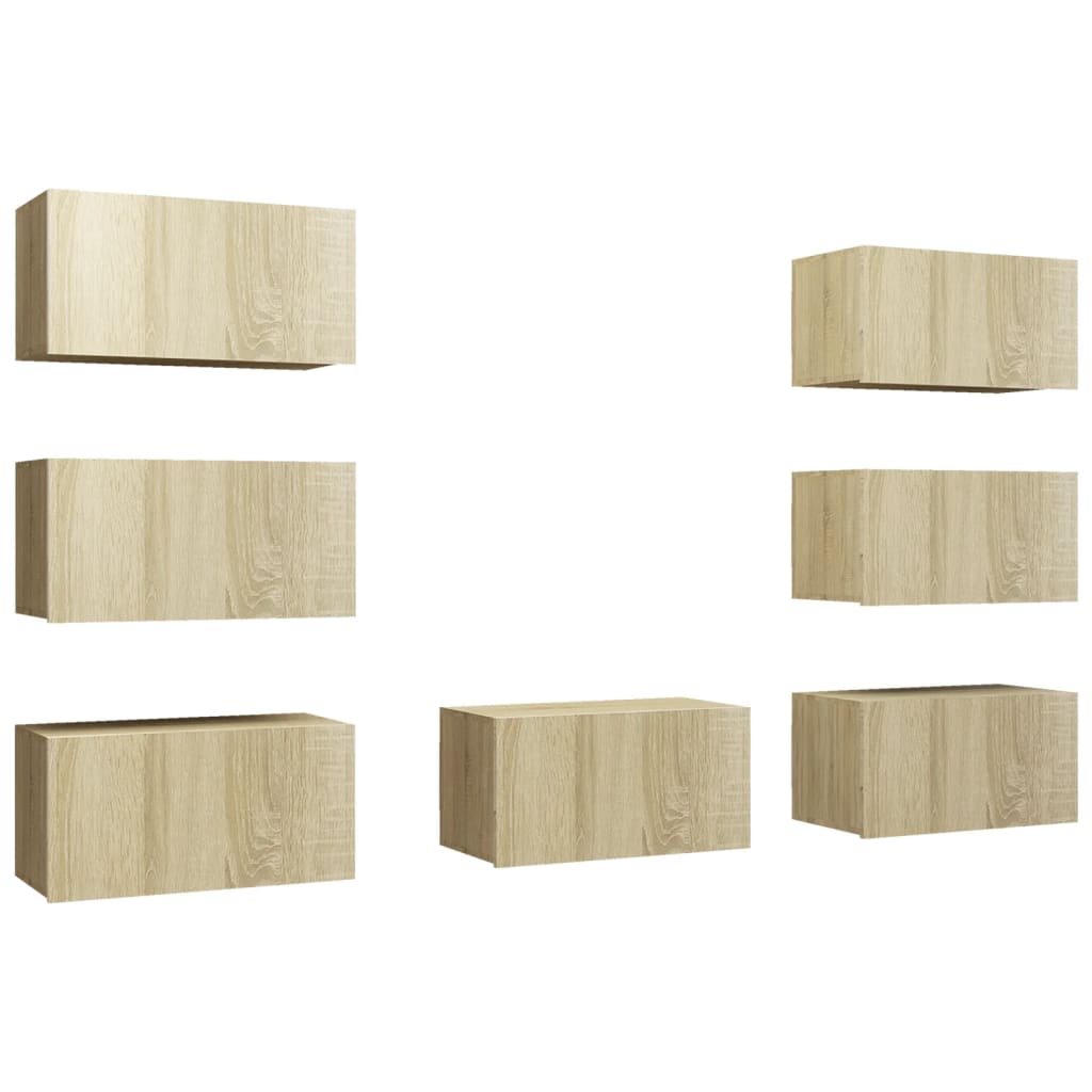 Dulapuri TV, 7 buc. stejar Sonoma 30,5x30x60 cm, lemn prelucrat