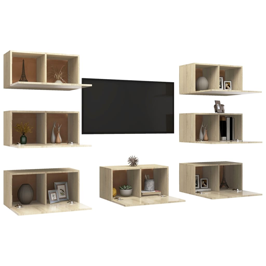 Dulapuri TV, 7 buc. stejar Sonoma 30,5x30x60 cm, lemn prelucrat