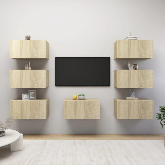 Dulapuri TV, 7 buc. stejar Sonoma 30,5x30x60 cm, lemn prelucrat