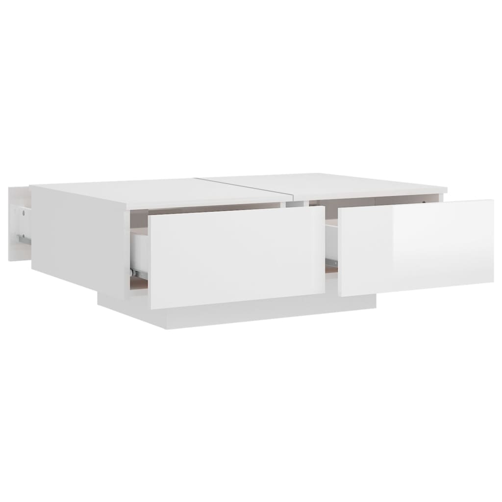Coffee table, glossy white, 90x60x31 cm, chipboard