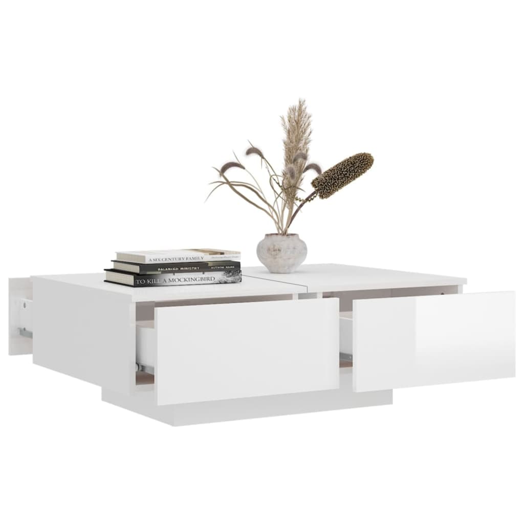 Coffee table, glossy white, 90x60x31 cm, chipboard