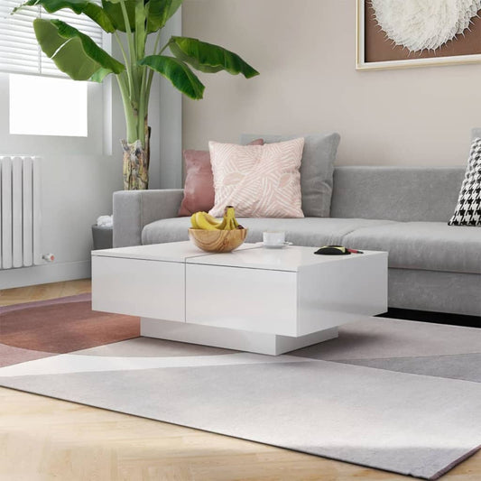 Coffee table, glossy white, 90x60x31 cm, chipboard