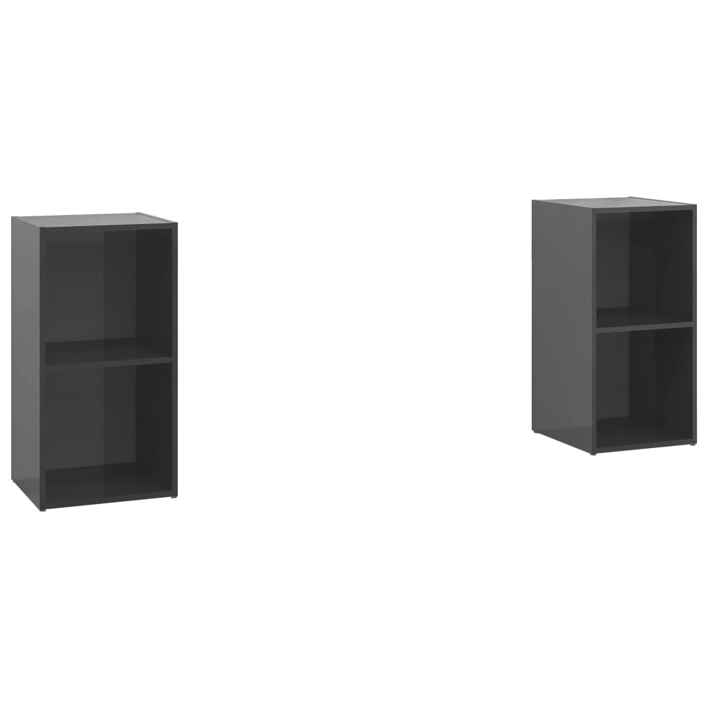 Dulapuri TV 2 buc gri extralucios 72x35x36,5 cm lemn prelucrat