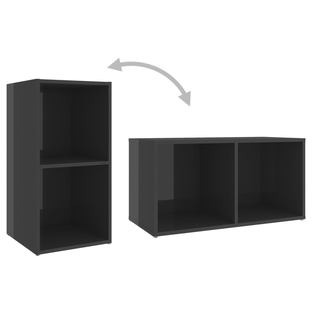Dulapuri TV 2 buc gri extralucios 72x35x36,5 cm lemn prelucrat