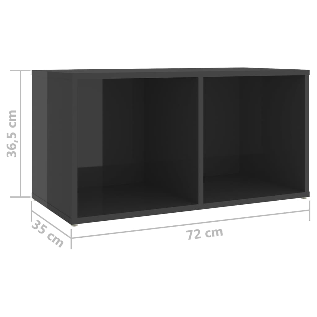 Dulapuri TV 2 buc gri extralucios 72x35x36,5 cm lemn prelucrat