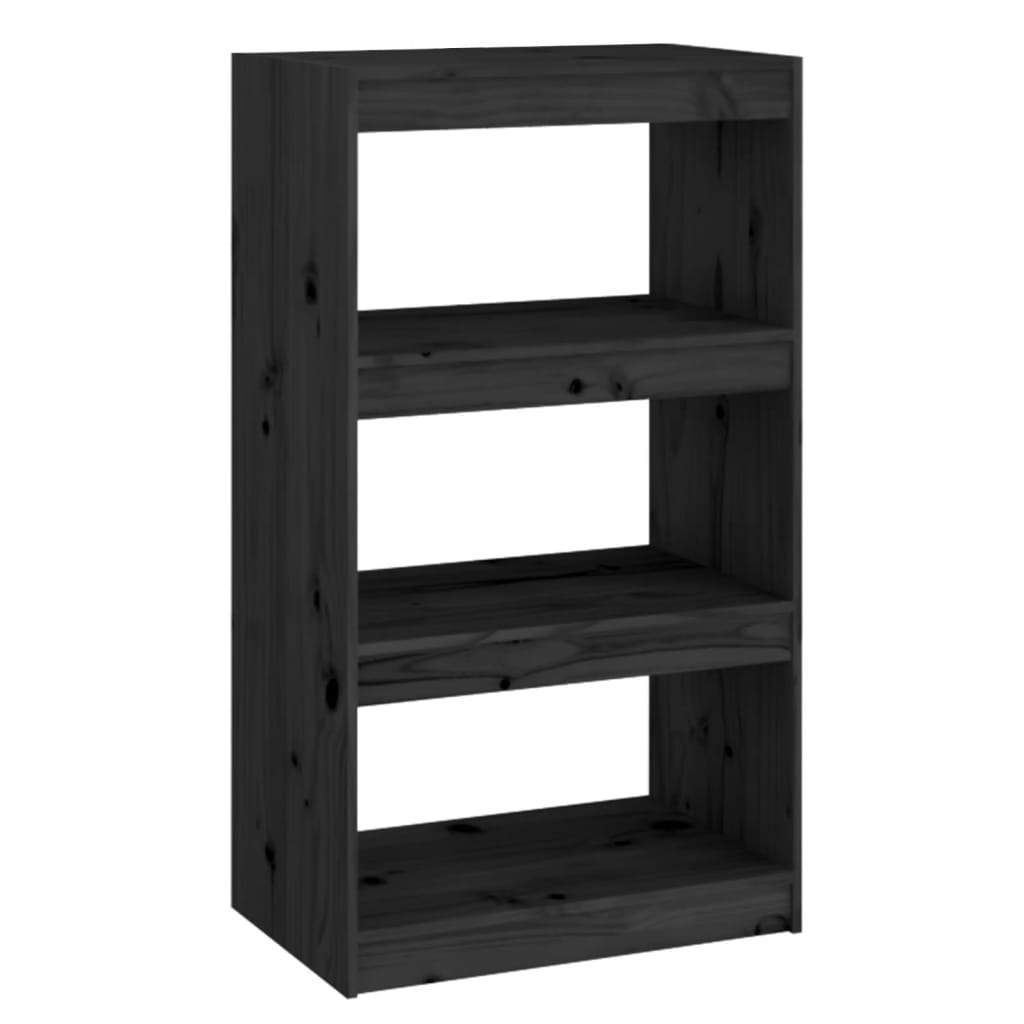 Bookcase/Room divider black 60x30x103.5 cm solid pine wood