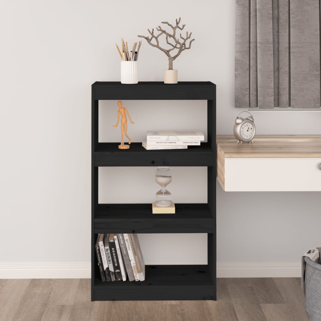 Bookcase/Room divider black 60x30x103.5 cm solid pine wood