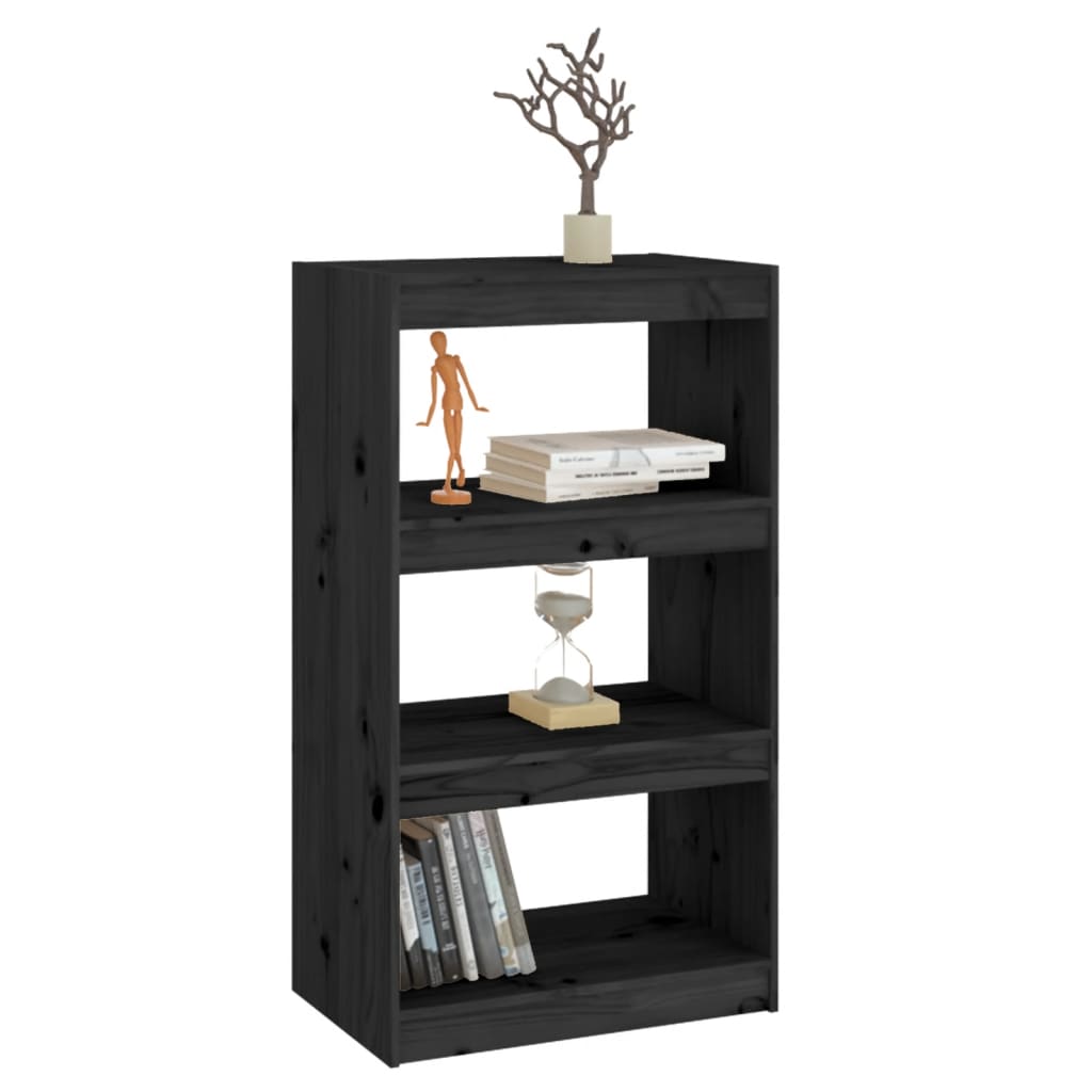 Bookcase/Room divider black 60x30x103.5 cm solid pine wood