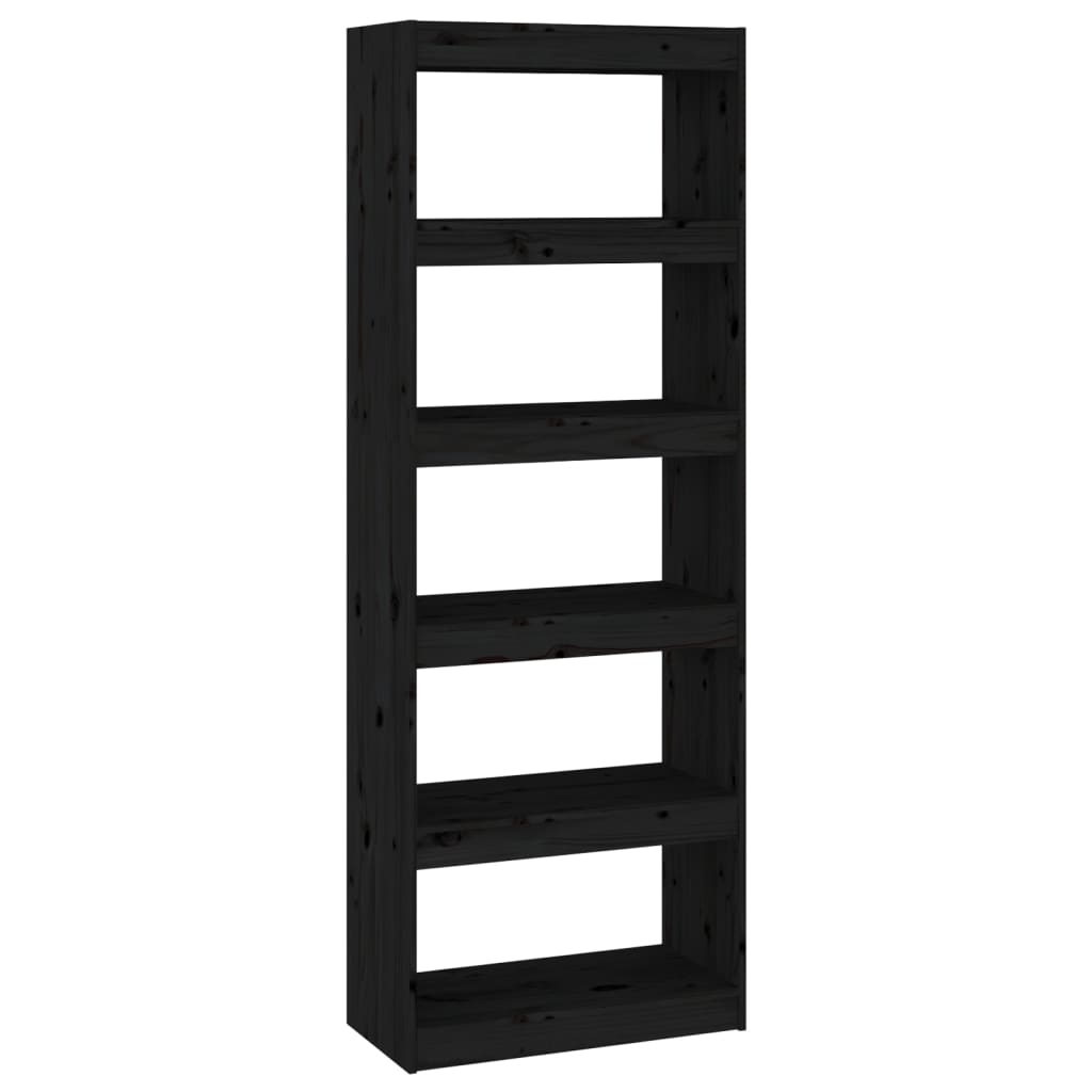 Black bookcase/room divider 60x30x167.5 cm solid pine wood