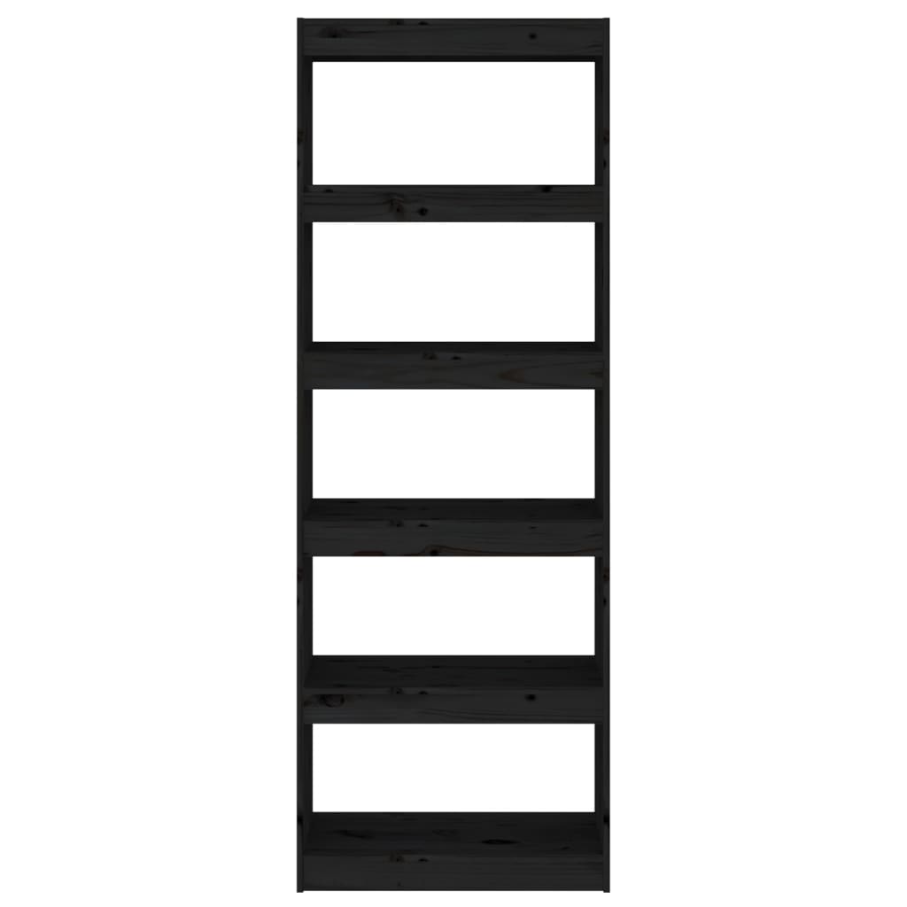 Black bookcase/room divider 60x30x167.5 cm solid pine wood