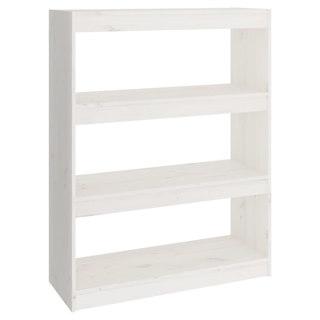 Bibliotecă/Separator cameră alb, 80x30x103,5 cm, lemn masiv pin