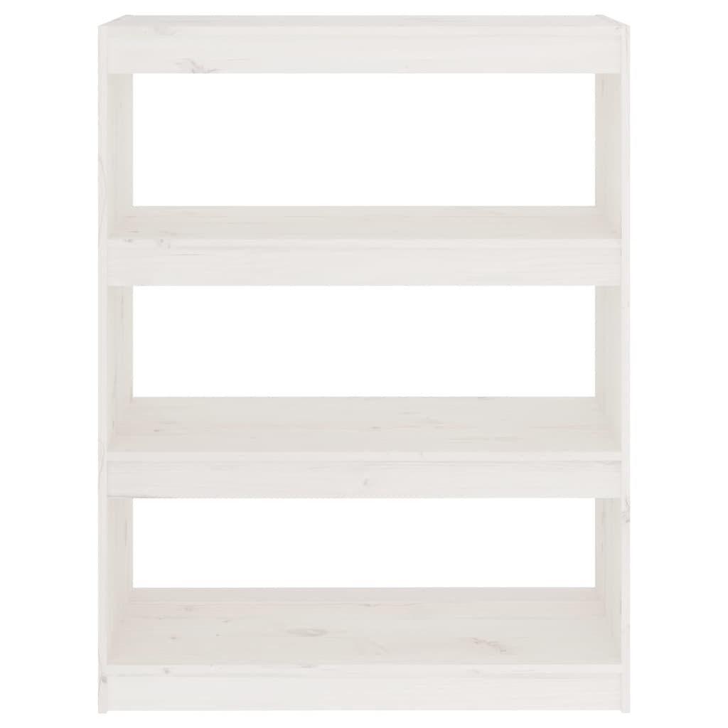Bibliotecă/Separator cameră alb, 80x30x103,5 cm, lemn masiv pin