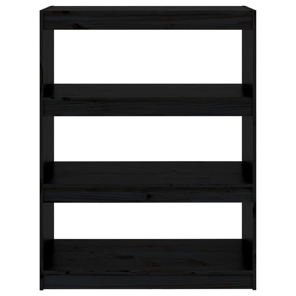 Black bookcase/room divider 80x30x103.5 cm solid pine wood