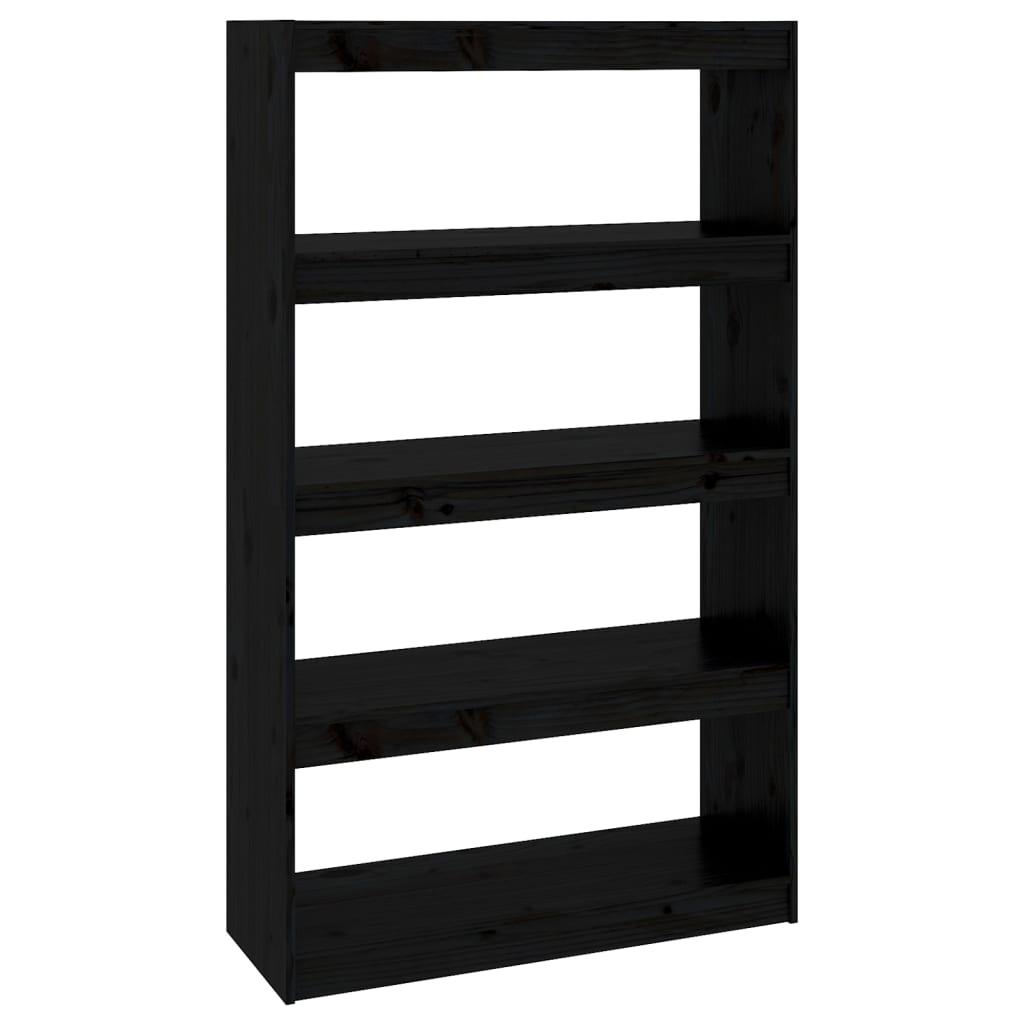 Black bookcase/room divider 80x30x135.5 cm solid pine wood