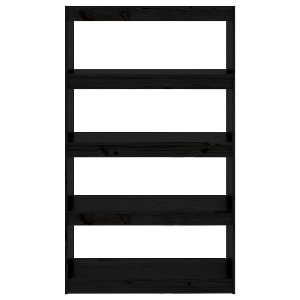 Black bookcase/room divider 80x30x135.5 cm solid pine wood