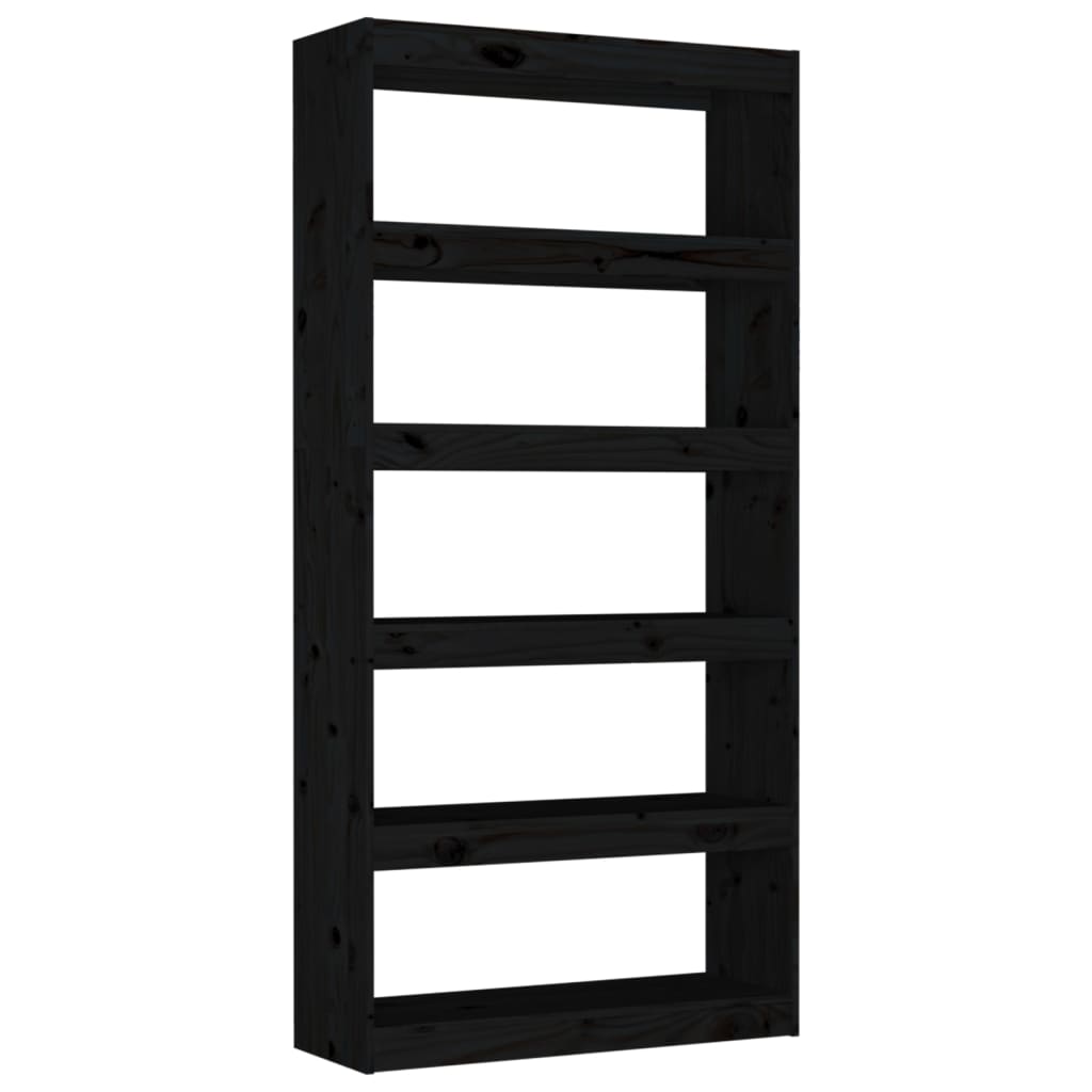 Bookcase/Room divider black 80x30x167.4 cm solid pine wood