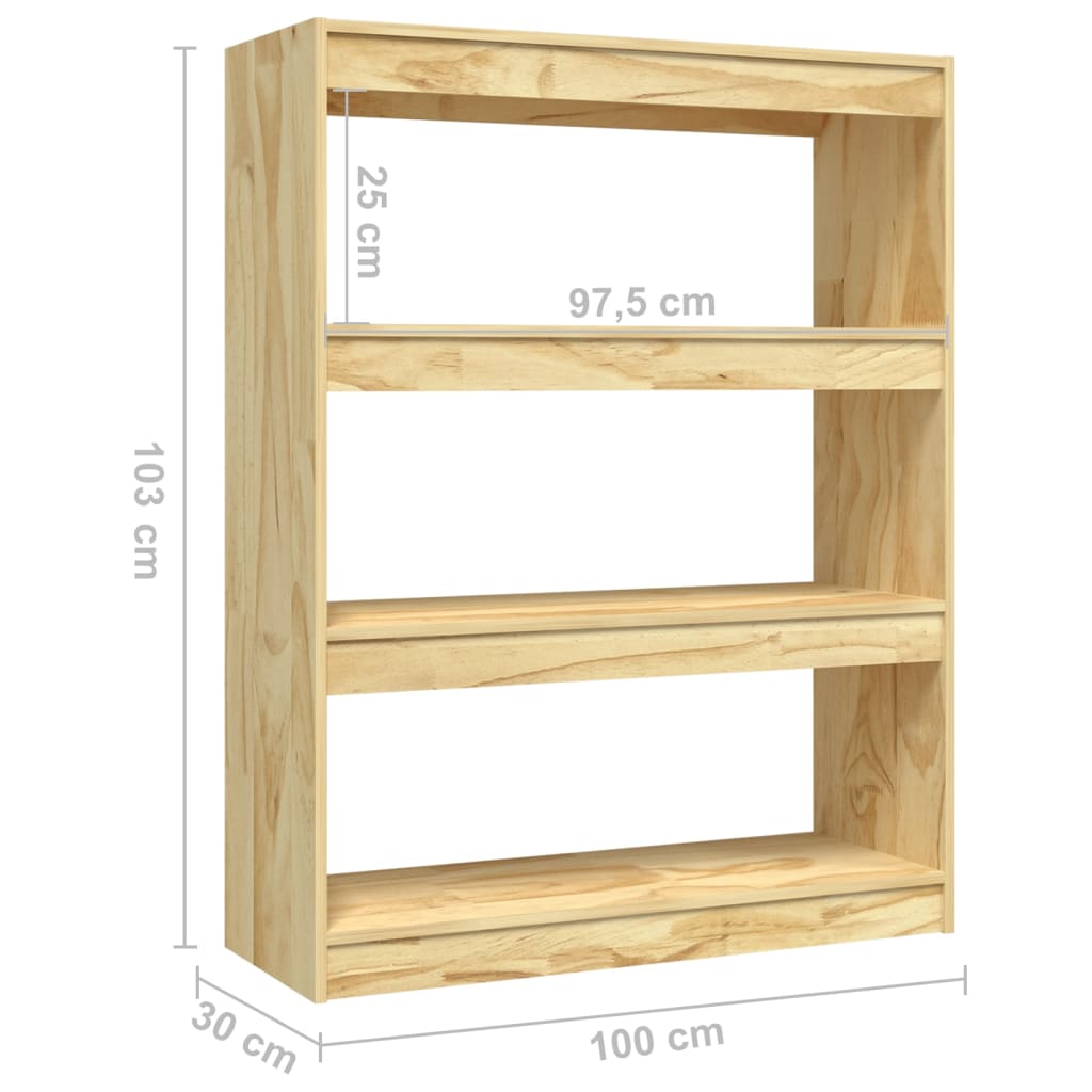 Bookcase/Room divider, 100x30x103 cm, solid pine wood