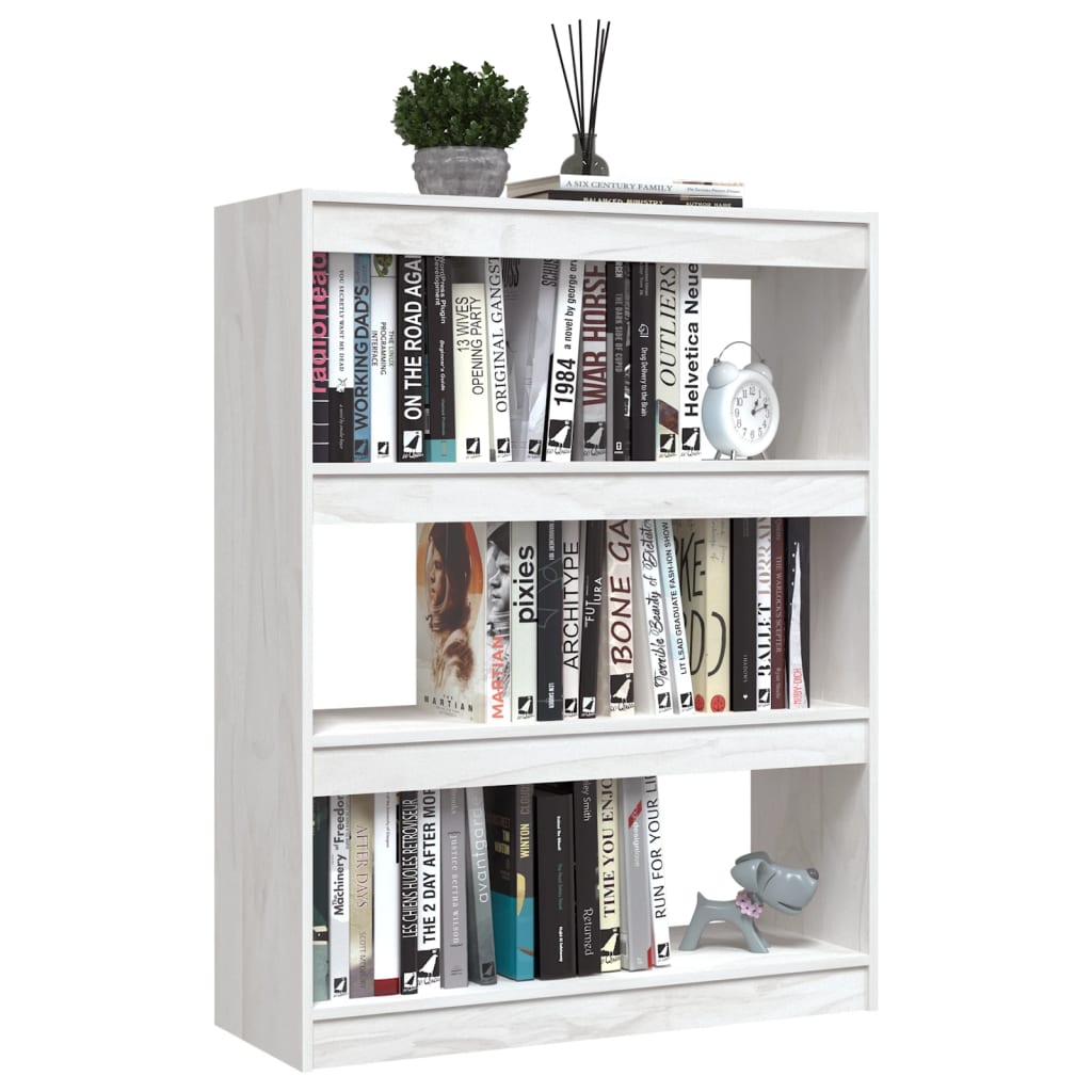 Bookcase/Room divider, white, 100x30x103 cm, solid pine wood