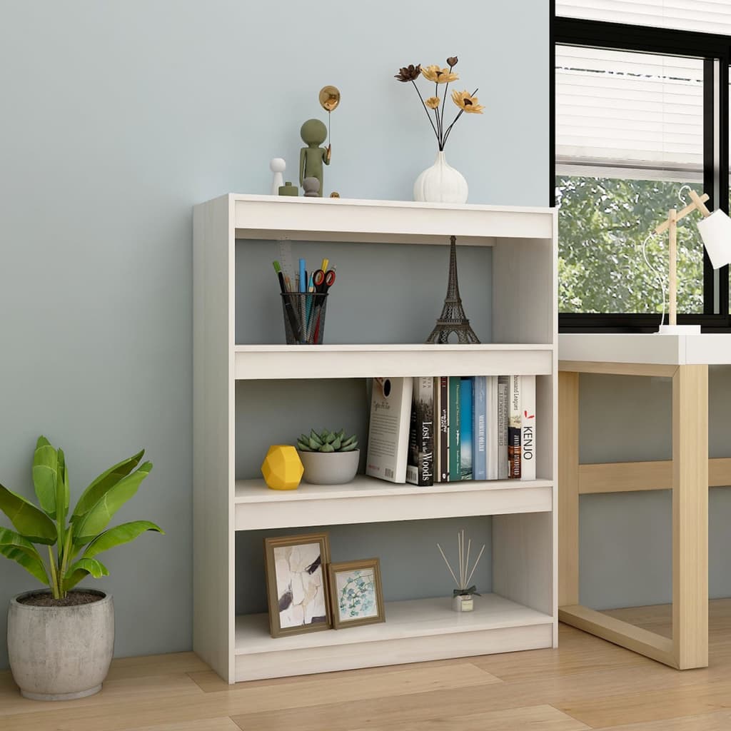 Bookcase/Room divider, white, 100x30x103 cm, solid pine wood