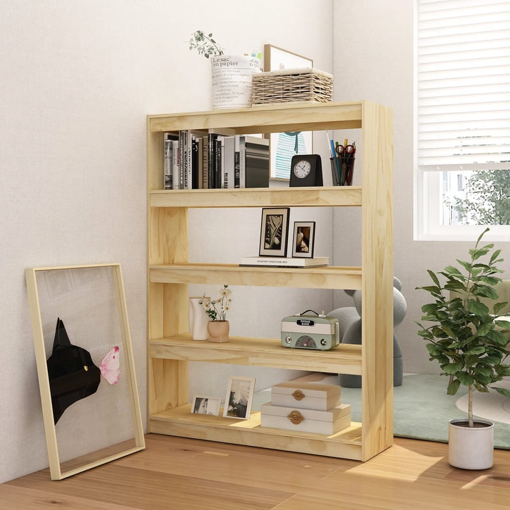 Bibliotecă/Separator cameră, 100x30x135,5 cm, lemn masiv pin