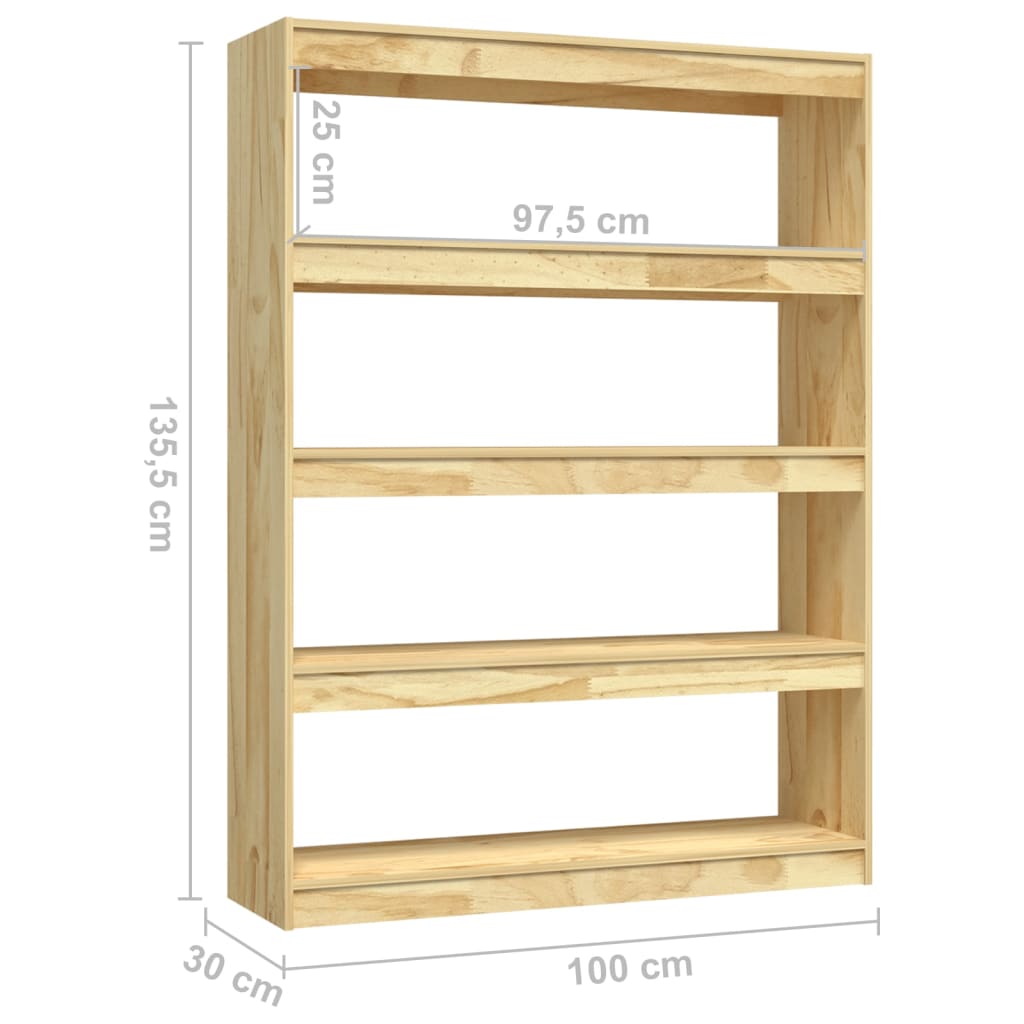 Bibliotecă/Separator cameră, 100x30x135,5 cm, lemn masiv pin