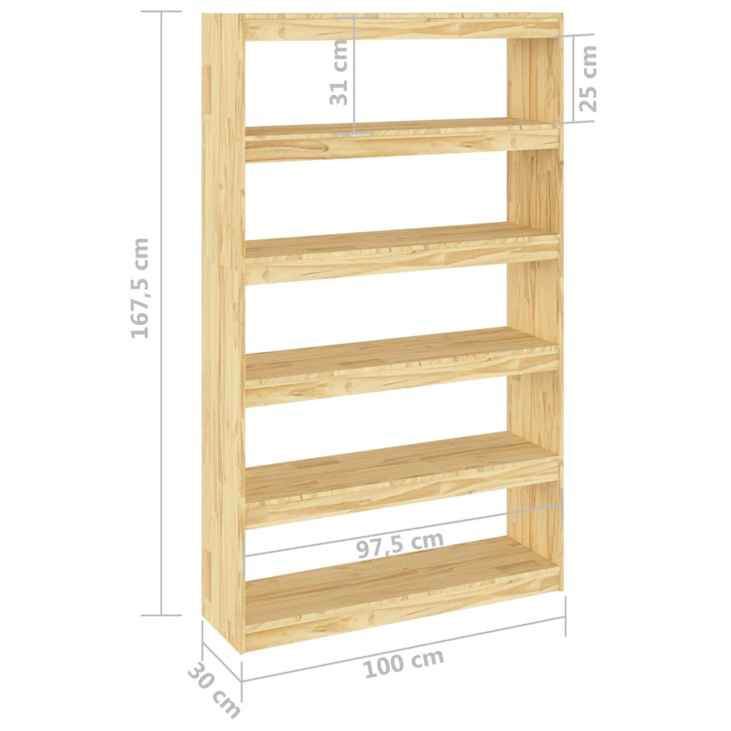 Bibliotecă/Separator cameră, 100x30x167,5 cm, lemn masiv pin