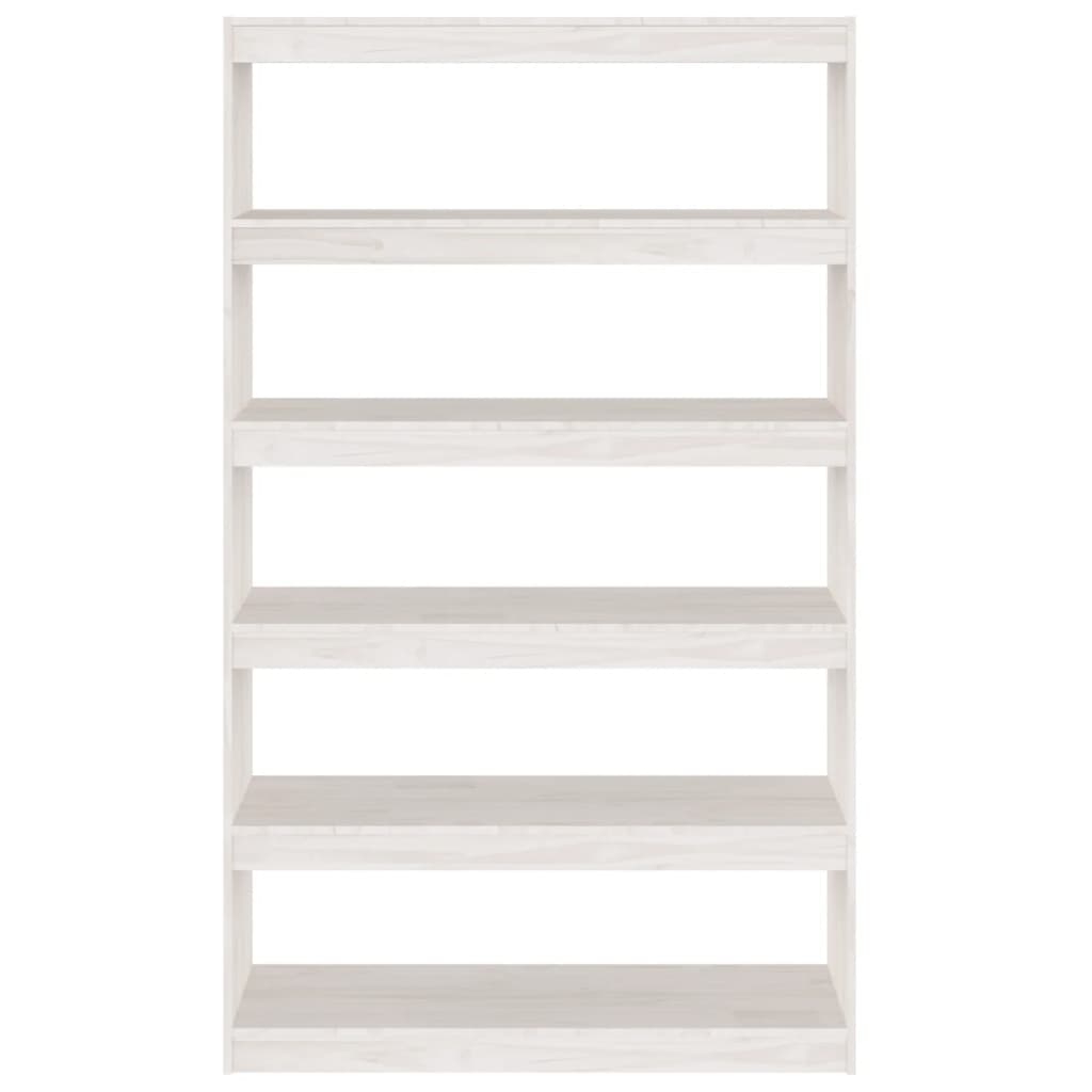 Bibliotecă/Separator cameră, alb 100x30x167,5 cm lemn masiv pin