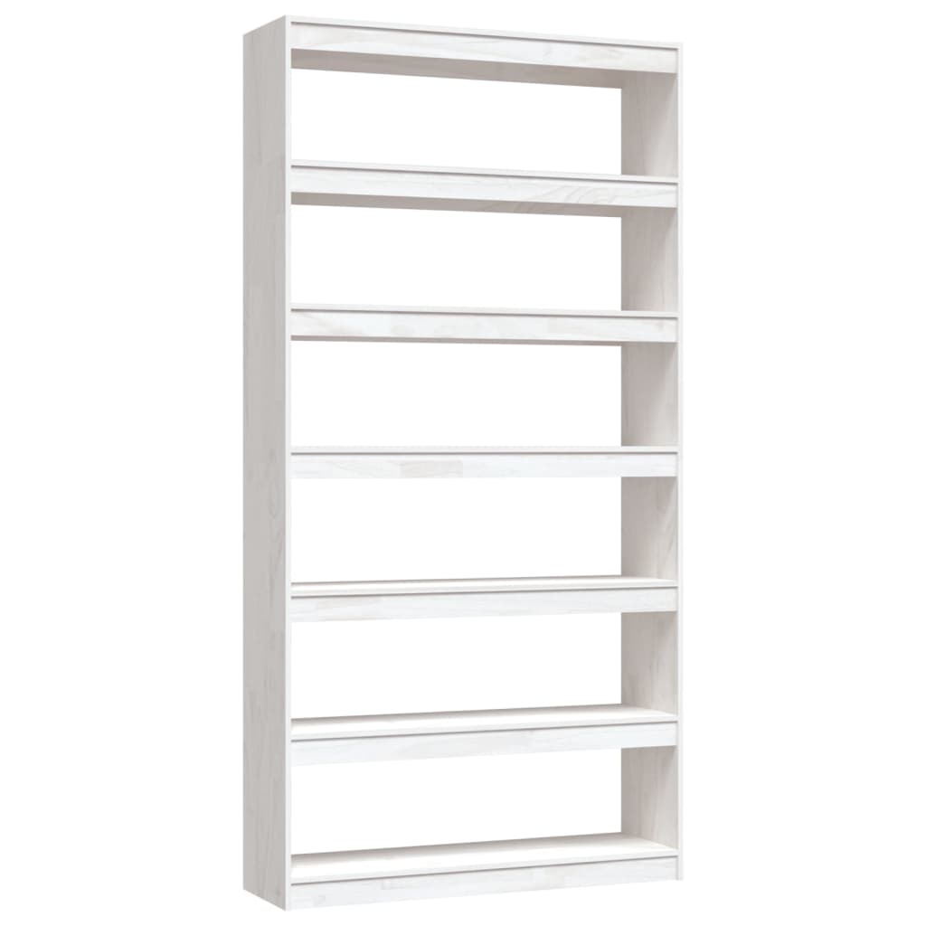 Bookcase/Room divider, white, 100x30x200 cm, solid pine wood