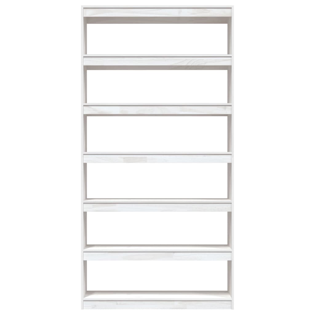 Bookcase/Room divider, white, 100x30x200 cm, solid pine wood