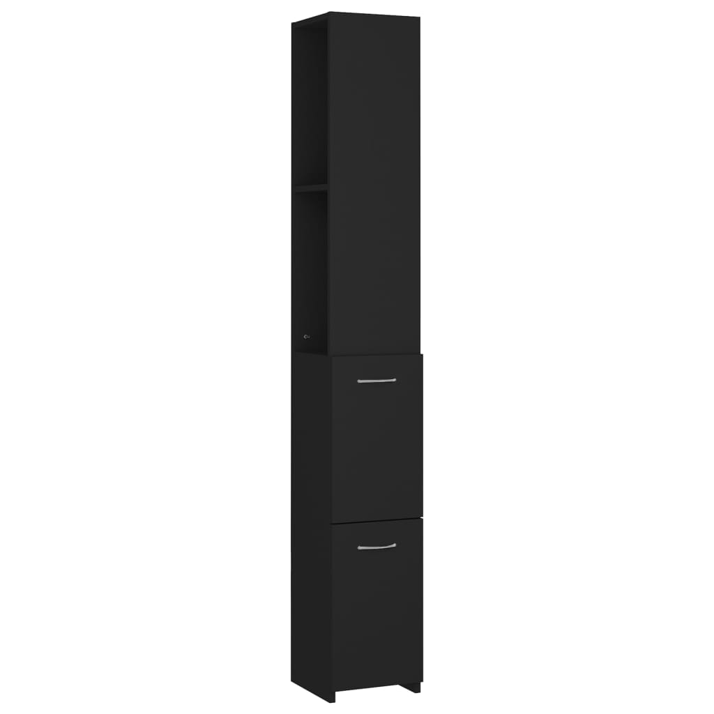 Bathroom cabinet, black, 25x26.5x170 cm, processed wood
