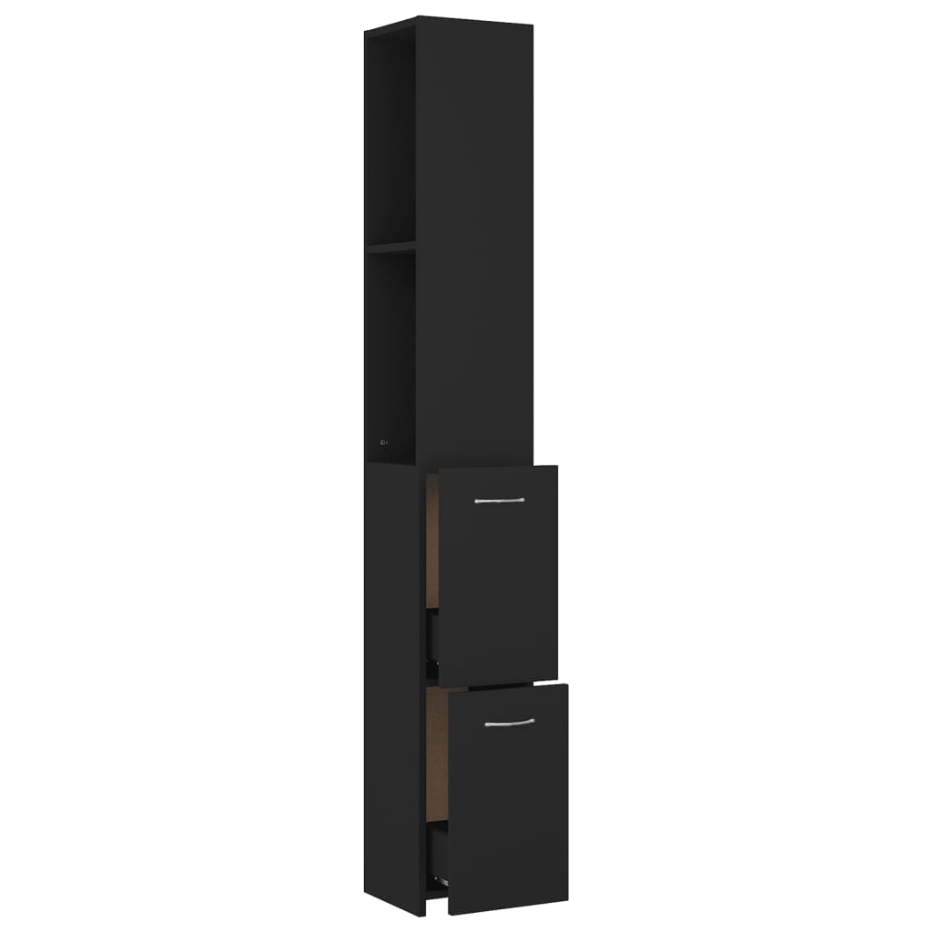 Bathroom cabinet, black, 25x26.5x170 cm, processed wood
