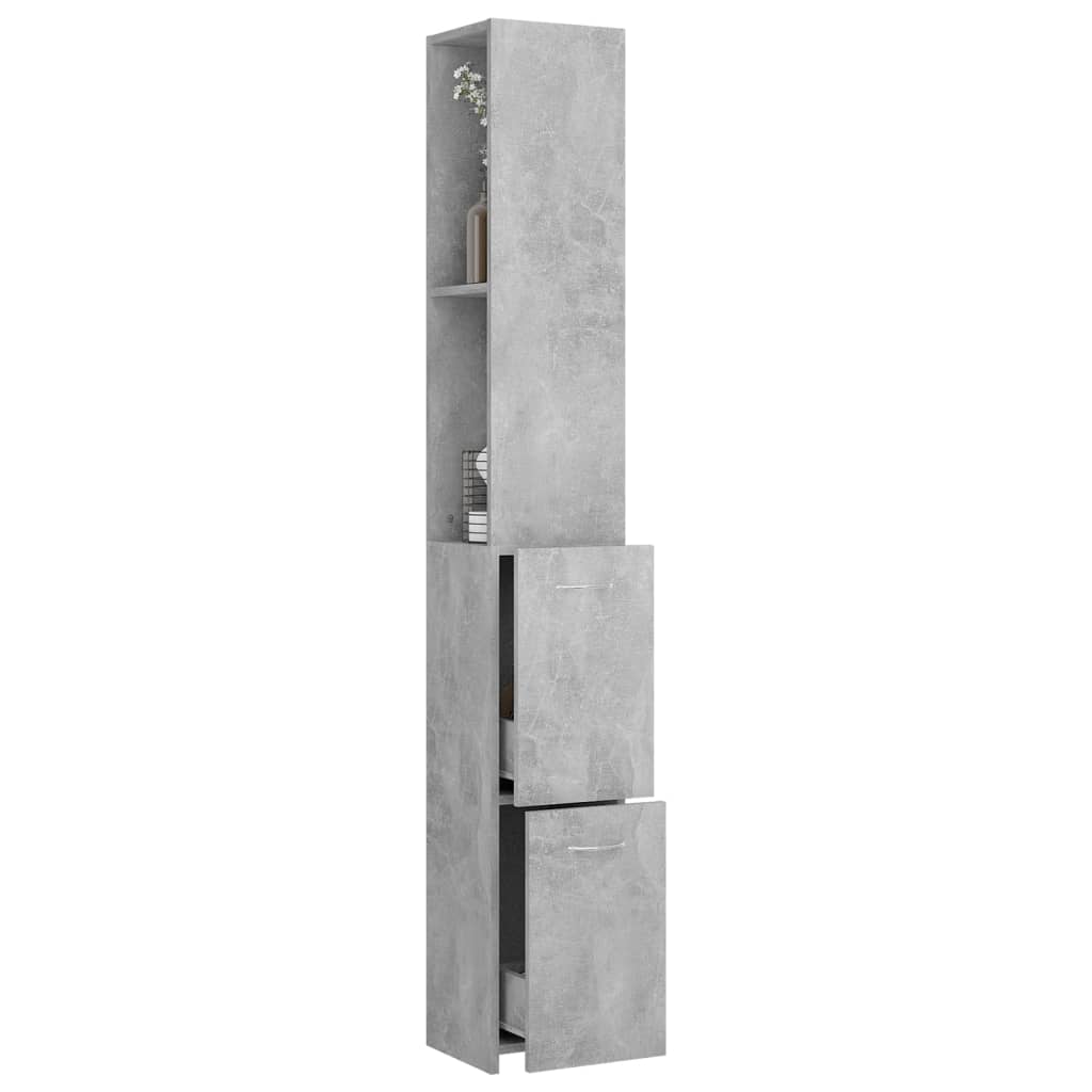 Bathroom cabinet, concrete gray, 25x26.5x170 cm, processed wood