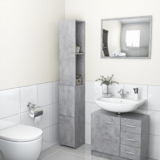 Bathroom cabinet, concrete gray, 25x26.5x170 cm, processed wood