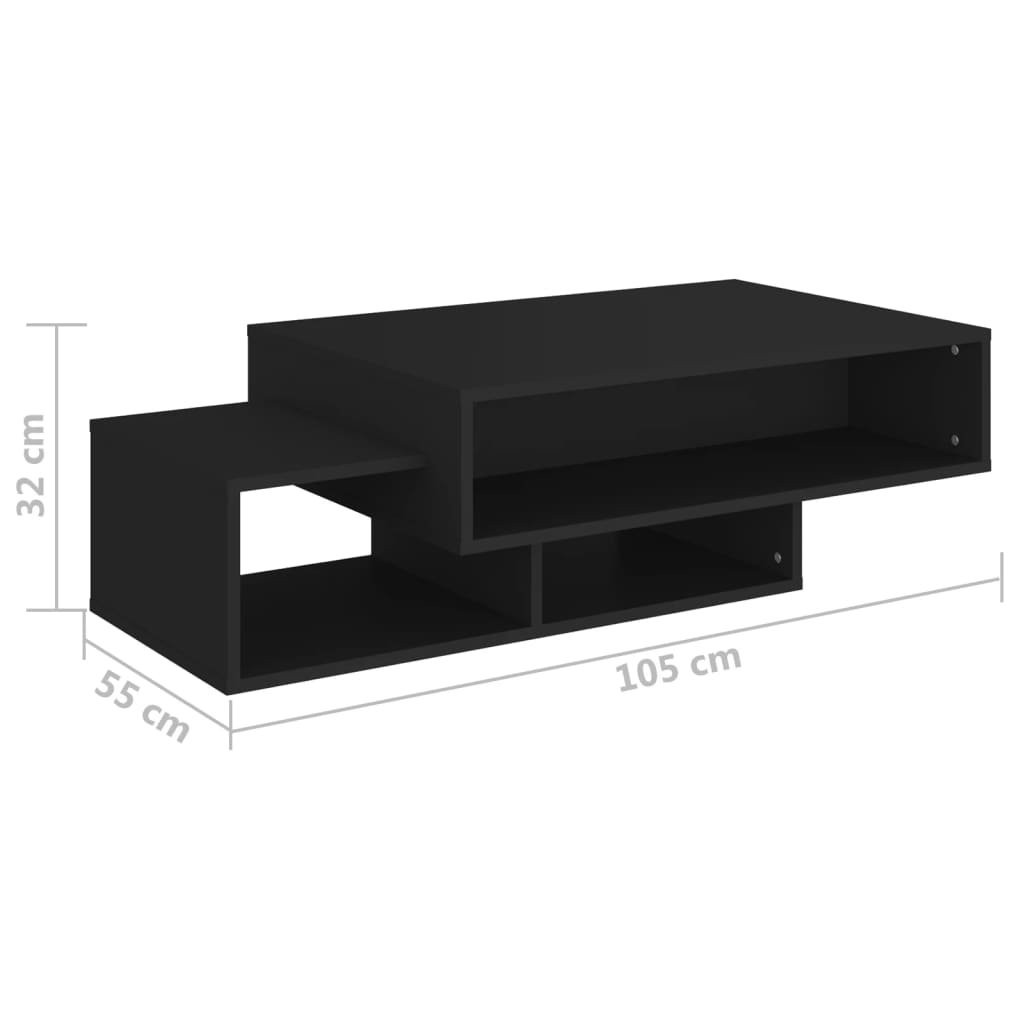 Coffee table, black, 105x55x32 cm, chipboard