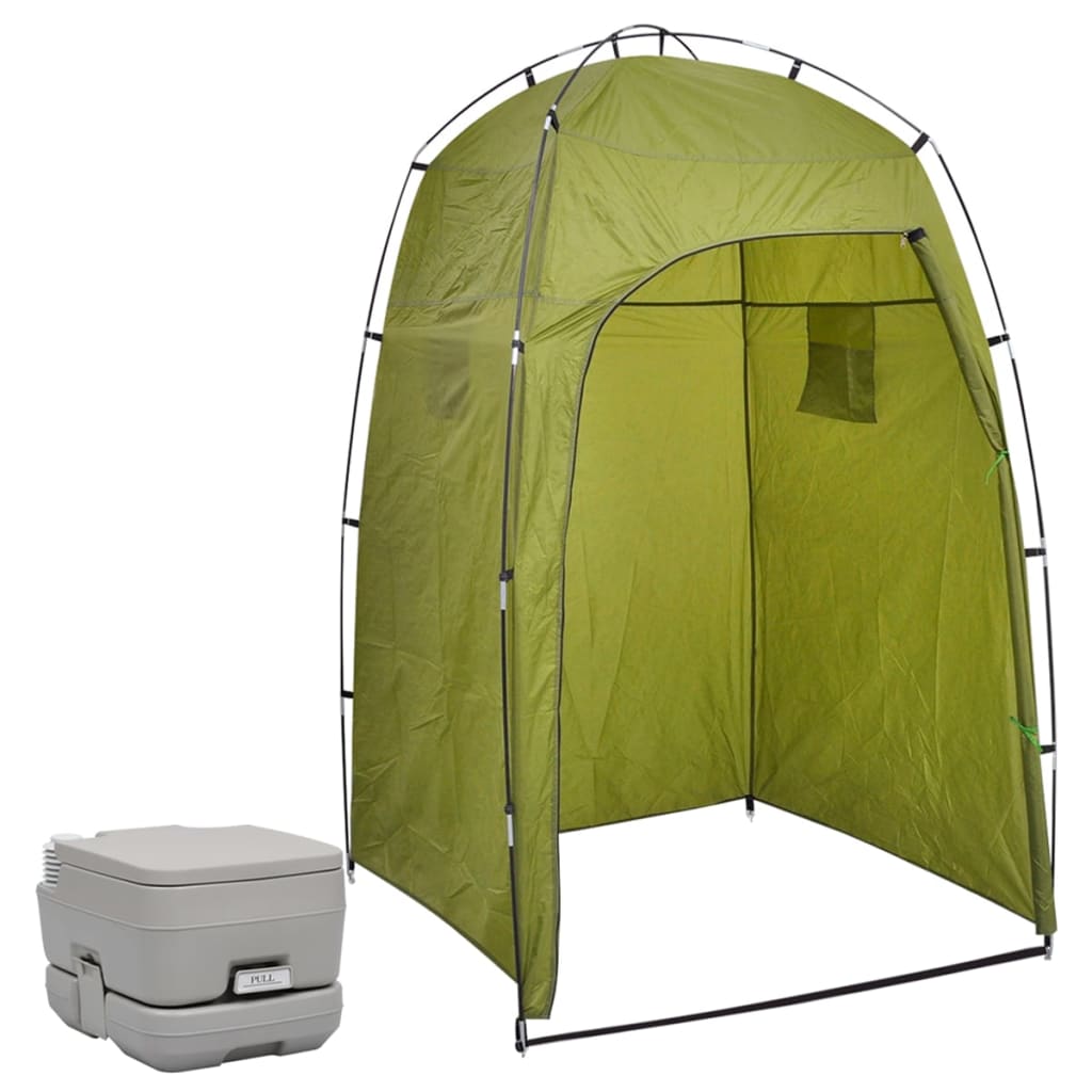 Portable camping toilet with tent, 10+10 L