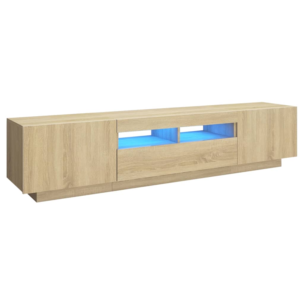TV sideboard with LED lights, sonoma oak, 180x35x40 cm