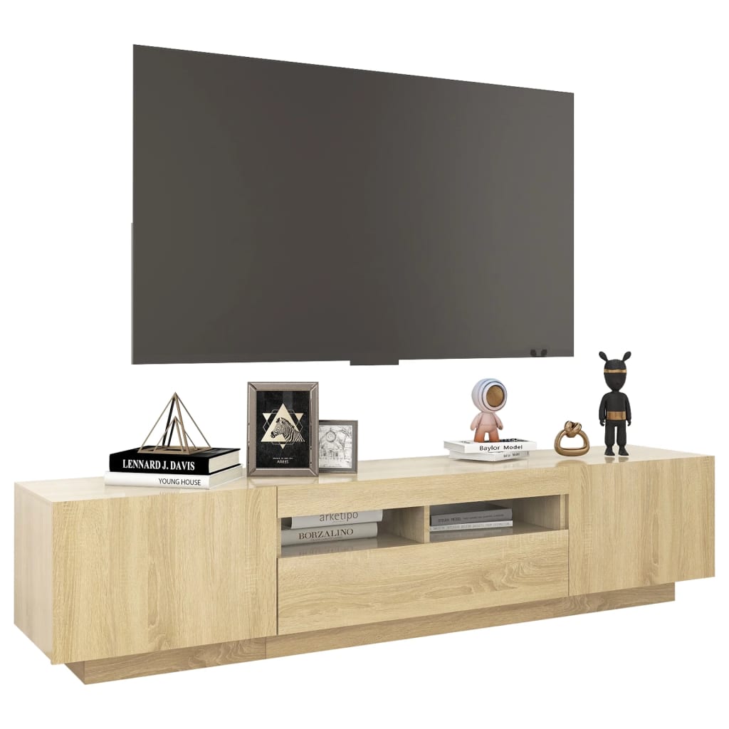 TV sideboard with LED lights, sonoma oak, 180x35x40 cm